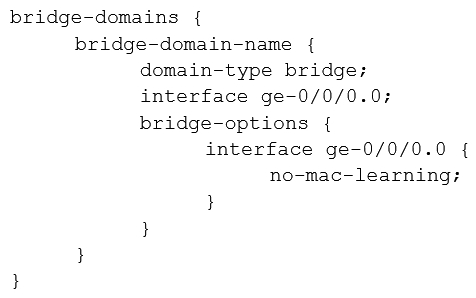 <strong>You want to disable MAC learning only for interface ge-0/0/0.0 on an MX Series device. Which syntax will accomplish this task?</strong> A) B) C) D)