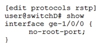 <strong>Click the Exhibit button. In the network shown in the exhibit, all switches are configured with the default STP root bridge priority, and Switch A has been selected as root. You recently added the older Switch D into the network as an access switch, and notice it has taken over as root. Which configuration would solve this problem?</strong> A) B) C) D)