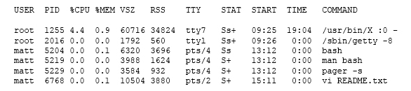 Which of the following commands will produce the following output?