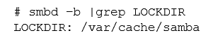 <strong>Which type of files will be stored inside the directory specified below?  </strong> A) Configuration files B) TDB files C) WNS name cache files D) Samba print spool files E) Content of file shares <div style=padding-top: 35px> 