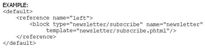 <strong>A block named newsletter is already defined in the layout XML, as in the example shown below. The page on which the block is visible has a three-column layout. How can you move the block from the left column to the right column? </strong> A) Option A B) Option B C) Option C D) Option D