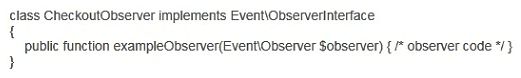 <strong>You have configured an event observer to watch the checkout_submit_all_after event using this XML:   What is the required class definition for the event observer?</strong> A)   B)   C)   D)   <div style=padding-top: 35px> 