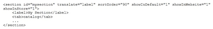 <strong>You have created a new section in system configuration under the Catalog tab:   How do you restrict an access to the section using Magento ACL?</strong> A)   B)   C)   D)   <div style=padding-top: 35px> 