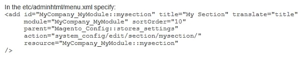 <strong>You have created a new section in system configuration under the Catalog tab:   How do you restrict an access to the section using Magento ACL?</strong> A)   B)   C)   D)   <div style=padding-top: 35px> 
