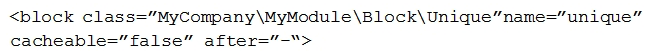 <strong>You have created a new block and will be adding this block on every page. The block contains user-specific information and cannot be cached. The block is added to the default.xml with:   What does this accomplish?</strong> A) The block will be loaded on the store front using AJAX B) FPC will cache the block content for all cacheable pages C) FPC will be bypassed for this block and all other page content will be cached D) All store front pages are no longer cacheable <div style=padding-top: 35px> 