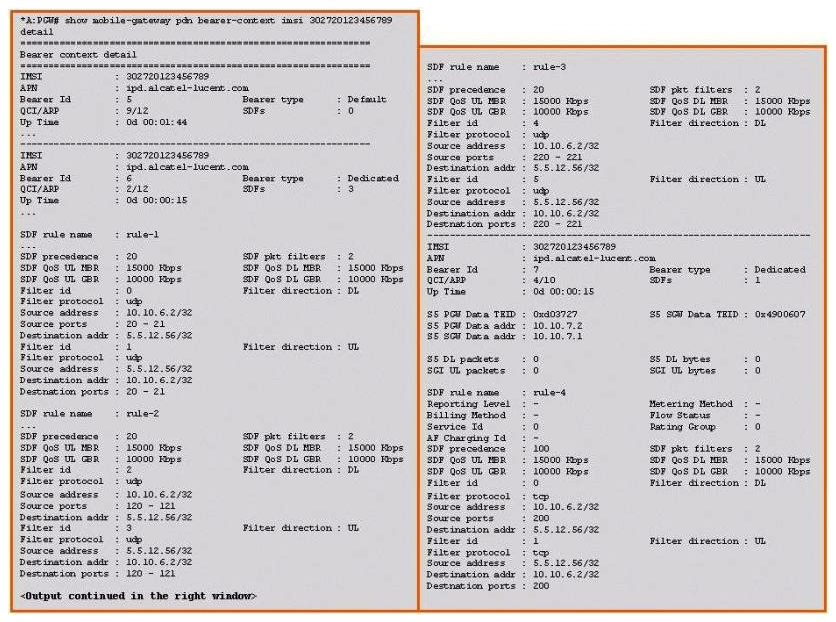 <strong>Based on the information shown in the exhibit, which of the following is the MBR/GBR value for Bearer 6 in the DL direction? </strong> A) 15000/10000 kbps B) 30000/20000 kbps C) 45000/30000 kbps D) 60000/40000 kbps E) None of the above answers are correct.