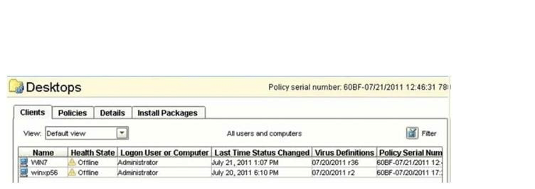 Refer to the exhibit. The status of two clients on the Symantec Endpoint Protection Manager is provided in the exhibit. They indicate that the clients are Offline. What does the Offline status indicate?
