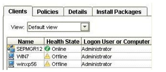 Refer to the exhibit. What does the symbol to the left of the system name, SEPMGR12, indicate?