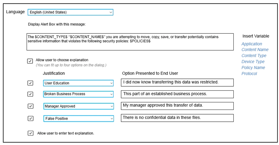 <strong>Refer to the exhibit. Which type of Endpoint response rule is shown? </strong> A) Endpoint Prevent: User Notification B) Endpoint Prevent: Block C) Endpoint Prevent: Notify D) Endpoint Prevent: User Cancel
