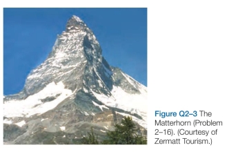 Which statements are true? Explain why or why not. -Does a candy bar (65 g, 1360 kJ) pro- vide enough energy to climb from Zermatt (elevation 1660 m) to the top of the Matterhorn (4478 m, Figure Q2-3), or might you need to stop at HÖrnli Hut (3260 m) to eat another one? Imagine that you and your gear have a mass of 75 kg, and that all of your work is done against gravity (that is, you are just climbing straight up). Remember from your introductory physics course that where g is acceleration due to gravity One joule is What assumptions made here will greatly under- estimate how much candy you need?
