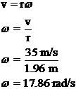 First, consider the golfer's arm and club as one rigid segment. Add the length of the club and the arm together: So consider the golf ball as being hit by one 1.96 arm. Next, remember the relationship between angular and linear velocity. The equation for converting angular velocity to linear velocity is v = r?, where v is the linear velocity, r is the radius of rotation for that point, and ? is the angular velocity: The angular velocity of the shoulder at the moment of contact with the ball will be 17.86 rad/s.