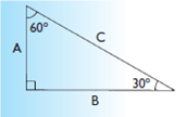 The hypotenuse of right triangle ABC (shown here) is 4 cm long. What are the lengths of the other two sides?