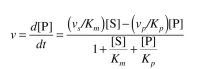 Consider the reversible product-formation reaction in an enzyme-catalyzed bioreaction:   Develop a rate expression for product-formation using the quasi-steady-state approximation and show that   where  