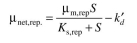 Consider a chemostat. You wish to know the number of cells in the reactor and the fraction of the cells that are viable (i.e., alive as determined by ability to divide). a. Write an equation for viable cell number Assume that where = net specific replication rate, = maximum specific replication rate, and = death rate. is the saturation parameter. b. Derive an expression for the value of S at steady state. c. Write the number balance in the chemostat on dead cells d. Derive an expression for the fraction of the total population which are dead cells.