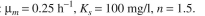 E. coli is cultivated in continuous culture under aerobic conditions with a glucose limitation. When the system is operated at   determine the effluent glucose and biomass con- centrations by using the following equations    a. Monod equation:     b. Tessier equation:     c. Moser equation:     d. Contois equation:     Compare and comment on the results.