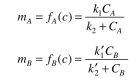 Components A and B of a binary mixture are to be separated in a chromatographic column. The adsorption isotherms of these compounds are given by the following equations: where = 0.2 mg solute A absorbed/mg adsorbent = 0.1 mg solute/ml liquid = 0.05 mg solute B adsorbed/mg adsorbent = 0.02 mg solute/ml liquid The bed contains 3 g of very fine support particles. The bed volume is 150 ml, bed porosity is and the cross-sectional area of the bed is If the volume of the mixture added is ml, determine the following: a. Position of each band A and B in the column, b. in liquid phase at equilibrium.