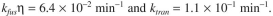 A mutant SFV has values of   The wild- type virus has values of   For both wild- type and mutant SFV the value of   = 0.074   Prebound virus were used (see Problem 15.1) and   was the same for both cases. At 20 min what is the ratio of uncoated virus for the wild-type virus to the mutant.