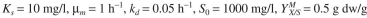 For the activated-sludge unit shown in Fig. 16.7, the specific growth rate of cells is given by The following parameter values are known: F = 500 1/h, substrate. a. Calculate the substrate concentration (S) in the reactor at steady state. b. Calculate the cell concentration(s) in the reactor. c. Calculate Xr and Sr in the recycle stream. Figure 16.7