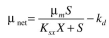 Redo Example 16.4 if the Contois equation for growth applies. In this case The values of are the same as for Example 16.4, but no longer applies. Assume MLVSS. Example 16.4. An industrial waste with an inlet of 800 mg/l must be treated to reduce the exit level to <font face=symbol></font>20 mg/l. The inlet flow rate is 400 m ³/h. Kinetic parameters have been estimated for waste as A waste treatment unit of 3200 m ³is available. Assume a recycle ratio of 0.40 and If you operate at a value of <font face=symbol></font>c <font face=symbol></font>120 h, find S and determine if sufficient removal is attained in a well-mixed activated-sludge process to meet specifications. What will be X and the sludge production rate from this process?