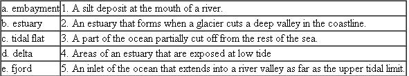 Match each of the following terms with the appropriate definition: