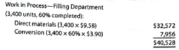 Equivalent units and related costs; cost of production report; entries Dover Chemical Company manufactures specialty chemicals by a series of three processes, all materials being introduced in the Distilling Department. From the Distilling Department, the materials pass through the Reaction and Filling departments, emerging as finished chemicals. The balance in the account Work in ProcessFilling was as follows on January 1, 2016: The following costs were charged to Work in ProcessFilling during January: During January, 53,000 units of specialty chemicals were completed. Work in ProcessFilling Department on January 31 was 2,700 units, 30% completed. Instructions 1. Prepare a cost of production report for the Filling Department for January. 2. Journalize the entries for costs transferred from Reaction to Filling and the costs transferred from Filling to Finished Goods. 3. Determine the increase or decrease in the cost per equivalent unit from December to January for direct materials and conversion costs. 4. Discuss the uses of the cost of production report and the results of part (3).