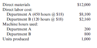 Job Cost Flows Roseler Company uses a normal job-order costing system. The company has two departments through which most jobs pass. Overhead is applied using a plantwide overhead rate of $10 per direct labor hour. During the year, several jobs were completed. Data pertaining to one such job, Job 9-601, follow: Required: 1. Compute the total cost of Job 9-601. 2. Compute the per-unit manufacturing cost for Job 9-601. For Requirements 3 and 4, assume that Roseler uses departmental overhead rates. In Department A, overhead is applied at the rate of $3 per direct labor hour. In Department B, overhead is applied at the rate of $7 per machine hour. 3. Compute the total cost of Job 9-601. 4. Compute the per-unit manufacturing cost for Job 9-601.