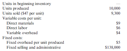 Variable-Costing Income Statement During the most recent year, Osterman Company had the following data: Refer to the data for Osterman Company on the previous page. Required: 1. Calculate the cost of goods sold under variable costing. 2. Prepare an income statement using variable costing.