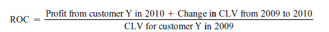 Return on Customer; Review of Chapter 5 The concept of return on investment (ROI) has been adapted widely for a variety of uses. One recent development is to extend customer profitability analysis to include the concept of return on customer. In Chapter 5, we presented an approach for using ABC to determine the full cost of serving a customer, including product and service, thereby determining the net profit from serving that customer. The analysis was further extended in Chapter 5 to calculate a measure of the expected value of the customer based on expected future sales. That value was called customer lifetime value ( CLV ) , which is the net present value of all estimated future profits from the customer. For example, assume a customer is expected to produce profits of $20,000 per year for each of the next three years. Using a discount rate of 6 percent, the CLV for this customer is 2.673 × $20,000 = $53,460. (The PV annuity factor, 2.673, is obtained from Appendix C, Chapter 12.) Return on customer (ROC) can be measured as the increase in customer value plus the current year profit on the customer, relative to the prior year value of the customer. The first step in calculating ROC is to determine the customer lifetime value (CLV) at the end of each year. CLV can rise or fall, as our projections of future profits from the customer increase or decrease. Suppose we have the following information for customer Y: ROC for customer Y for 2010 is determined as follows: = 37.5% ROC gives management a way to further analyze the profitability of a given customer. The goal is to attract and retain high-ROC customers. Required Assume Customer X has a CLV at the beginning of the year of $150,000, a CLV at the end of the year of $75,000, and that profits from sales to X were $25,000 during the year. Customer Z has a CLV at the end of the year of $100,000, a CLV at the beginning of the year of $50,000, and profits from sales this year of $10,000. Determine the ROC for each customer and interpret the results for these two customers.