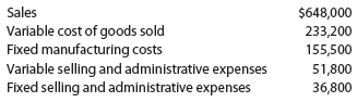 Variable costing Light Company has the following information for January: Determine (a) the manufacturing margin, (b) the contribution margin, and (c) income from operations for Light Company for the month of January. Marley Company has the following information for March: Determine (a) the manufacturing margin, (b) the contribution margin, and (c) income from operations for Marley Company for the month of March.