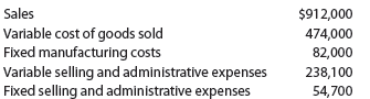 Variable costing Light Company has the following information for January: Determine (a) the manufacturing margin, (b) the contribution margin, and (c) income from operations for Light Company for the month of January. Marley Company has the following information for March: Determine (a) the manufacturing margin, (b) the contribution margin, and (c) income from operations for Marley Company for the month of March.