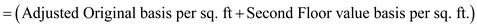 In the given scenario, a company allocates cost on a physical allocation basis but some managers are proposing an allocation on a value basis. The allocation of joint costs on a value basis means that the business allocates the cost to products based on certain grades and its relative production quantity. It determines the percentage of the total costs allocated to each product by the ratio of each product's sales value to the total value. The sales value is determined by multiplying the unit-selling price by the number of units. 1. Based on the current cost physical allocation basis the resulting occupancy costs are simply the physical space occupied by the current cost per square foot, which in this scenario is $23.25/sq. ft. AF's department occupies 2,000 sq. ft. so the cost calculation is:       2. In order to consider a value basis allocation the Controller had to split up the various occupancy costs incurred. Lighting and cleaning costs totaling $65,000 would be applied at the original basis method. The cost can be determined by dividing that cost by the total number of square feet in the building which is 20,000 sq. ft.     In order to allocate the remaining Building rent costs of $400,000 on a value basis allocation some addition calculations are needed. The scenario indicates that first floor space costs $40 per sq. ft., second floor space costs $20 per sq. ft., and basement space costs $10 per sq. ft. Therefore, to determine the value basis for allocating cost one must multiply the number of sq. ft. occupied by their relative cost.                   The relative basis of each item's value to the total value can now be determined so that the cost allocation percentage can be determined.                         Since the cost was previously determined to be $400,000, the allocated joint cost of each item is simply the total cost multiplied by the relative basis for each item. It can then be divided by the total sq. ft. occupied by each floor to determine the cost per sq. ft.                   In order to apply the new blended cost basis for the department in question the cost per sq. ft. for each floor must be summed up. It is simply the adjusted original basis (for lighting and cleaning) plus the value basis (for building rent) for each floor. For the first floor the calculation is:       For the second floor the calculation is:       For the basement the calculation is:       This can now be applied to the respective department. AF's department occupies 2,000 sq. ft. in the basement so the cost calculation is:       3. The manager of a second floor department would favor the blended value basis allocation because the cost allocation would be $17 per sq. ft. using the current allocation method versus $10.00 per sq. ft. using the blended value basis allocation.