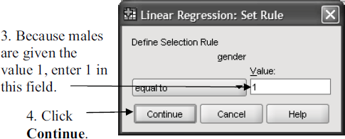 In part 1 of Exercise 1, an equation was derived for predicting a person's weight from skeletal variables and the variable height. Now, the possibility will be explored that the equation derived from a stepwise model that predicts weight from these variables differs for males and females. 1. Use a stepwise method to derive an equation that predicts a male's weight from the skeletal variables and the variable height. The data of just the males can be selected from within the Regression procedure. The steps shown below illustrate the procedure: What is the equation How well does it explain variability in weight 2. Repeat part 1 this time analyzing just the data of the females. What is the equation How well does it explain variability in weight 3. Derive an equation to predict weight from the chest girth, hip girth, and height for your gender. Use a tape measure to determine your own chest girth (above breast for females, at nipple level for males) and your hip girth (largest girth over buttocks). Insert these girths and your height in the equation to predict your current weight. Does your current weight fall within the standard error of estimate of the predicted weight Exercise 1 Heinz and Peterson measured the body characteristics of healthy, active adults. Ten of the measurements, including height, were of skeletal properties that could be used to define each person's body build. Twelve measurements were of girths that either were changeable (they could be affected, for example, by how much muscle or fat a person had) or constant. In addition, each person's weight was measured. Age and gender were recorded. The variables' names and each one's category are shown in the table below: These data are available on the publisher's website for this text at the address http://www.pearsonhighered.com/stern2e in the file BodyDimensions.sav. This dataset is adapted from data published in the article by Heinz, Grete, Peterson, Louis J., Johnson, Roger W., and Kerk, Carter J. (2003), Exploring relationships in body dimensions, Journal of Statistics Education Volume 11, Number 2, www.amstat.org/publications/jse/v11n2/datasets.heinz.html. Full measurement descriptions are given in this article. Permission to use the data has been granted by the authors. 1. What is the equation that predicts a person's weight from the skeletal variables including the variable height 2. How well does the equation derived in question 1 explain variability in weight Is the relation statistically significant Provide supporting data. 3. Create a prediction equation for weight from the changeable girths and height. Does it predict weight more accurately than the above equation Which equation is a better guide for what would be a reasonable weight over the lifespan 4. Use a stepwise procedure to determine the best equation for predicting weight from the skeletal variables, including height, and the changeable girth variables. Specify how well the equation works in predicting weight.