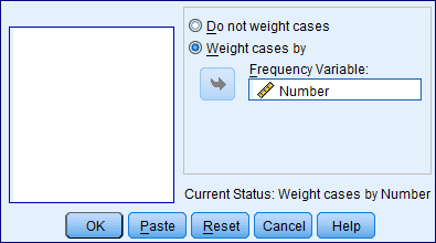 To test this question, a binomial test could be performed. Here, the number of unmarried women is 10 and the number of married women is 102. These data could be entered in the SPSS Data Editor in the following way: Instructions: The values of the numeric variable Status would be weighted by values of the variable Number. Go to Select weight cases by and specify the frequency variables (Number). The binomial test would be run using the test proportion is 0.34. Under this test the null and alternative hypotheses are Let us assume the level of significance is Use Non-parametric binomial test to analyze the data. Go to Specify the test variable list (Number) Select get from data Specify the test proportion 0.34 Click ok. Click on Options Check Descriptive Select Exclude cases test-by-test Click Continue Then Click Ok By following the above instructions we get the output as shown below: From the above output we have the calculated P -value as 0.000. Since, the value is less than 0.05 level of significance, we reject the null hypothesis and conclude that the population proportion is differ from 0.34.