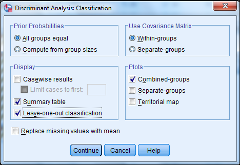 Here we have a string variable religion. Use Recode into Different Variable to make a a new numeric variable RelCat consisting of the values 0 through 3. The SPSS procedure is shown below: 1) Select Transform, recording into different variables.   2) Click the variables to be transferred and enter RelCat into Name text box.   3) Click old and new values button , old enter 'Muslim' in the value text box and 1 in the new value text box. Repeat this operation until we assign the old values into new values and click continue button.     4) Click Continu, change then Ok. We get the result of recode the variables news into newsfreq.   From the above output, we observe that the third column shows the recoded the variable religion into new numeric variable RelCat. Now, we have to perform the discriminant analysis to determine the dimensions that best allow religions 1-3 to be distinguished. The SPSS procedure is shown below: 1) Select Analyze, Classify, Discriminant.   2) When Discriminant Analysis dialog box appears, enter RelCat in Grouping variable text box, click Define range then continue.       3) Enter Density, pop_incr, babymort, birth_rt, lit_male, lit_fema, gdp_cap in independent variable text box.   4) Click Classify and select some options shown in the below widow and then continue.   5) Click OK Output:               1) Based on the group centroids identify which religions are best distinguished by each function.   From the above output, it can be seen that the mean   value of each group in the 2-dimensional space defined by the discriminant functions. The function 1 values of -1.297 for group1, 0.656 for group2 and 1.428 for group3. The function 2 values of 0.140 for group1, -0.387 for group2 and 1.110 for group3. The religions Muslim and protstnt are best distinguished by function1 and the religion catholic is best distinguished by function2 2) Based on the structure coefficients, identify what labels might be suitable for describing each dimension.   From the above output, it can be seen that the standardized canonical discriminant function coefficient is high for the variable lit_fema corresponding to function1, so the label Females who read label is suitable. From the above output, it can be seen that the standardized canonical discriminant function coefficient is high for the variable gdp_ca corresponding to function2, so the label Gross domestic product/ capita is suitable.