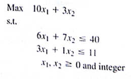 Consider the following all-integer linear program: a. Formulate and solve the LP Relaxation of the problem solve it graphically and round down to find a feasible solution specify an upper bound on the value of the optimal solution. b. solve the integer linear program graphically compare the value of this solution with the solution obtained in part (a). c. suppose the objective function changes to Max 3 x 1 + 6 x 2 Repeat parts (a) and (b).