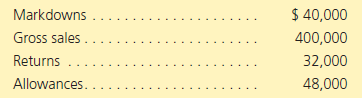 Compute net sales and percent of markdowns for the following data: