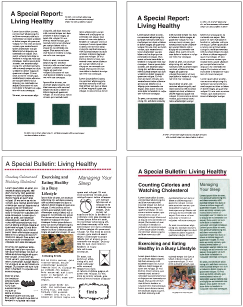 Use the guidelines in this chapter to evaluate each of the following page designs. What are their strong points What could be improved As your instructor directs, a. Discuss the design elements you see on these sample pages with a small group of classmates. b. Write an e-mail to your instructor evaluating the design elements on each of the sample pages. Be sure to address the four levels of design, as well as the guidelines for document design discussed in this chapter. c. In an oral presentation to the class, explain the process you'd use to redesign one of the sample pages. What design elements would make the page stronger or weaker What design elements would you change and how Given the title of the document, what audience characteristics might your design take into account