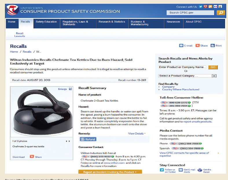 Write an email to tell employees about a product recall. As the vice president of public relations at Wilton Industries, you need to communicate to staff that one of your products has been recalled. The notice from the U.S. Consumer Product Safety Commission explains the potential burn hazard associated with your Chefmate Tea Kettle. Customers should return the kettle to Target to receive a full refund. Address an email to all Wilton employees to explain the situation.