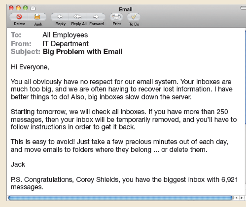 Revise an email gone wrong. When you read this email, you'll know that it was sent in anger. (This is adapted from a real email stemming from a similar situation.) Use the process described in Exercise 15 to revise this email. REFERENCE: Revise your email to sales associates at Herman Miller. Revise your draft email to Herman Miller sales associates (from Exercise 10). What changes will you make to improve the messageFollow these steps for the revision process: a. Read the email once, revising for content. Make sure that all needed information is included, no unnecessary information is included, and the information is presented in a logical sequence. b. Read the email a second time, revising for style. Make sure that the words, sentences, paragraphs, and overall tone are appropriate. c. Read the email a third time, revising for correctness. Make sure that grammar, mechanics, punctuation, and word choice are error free.
