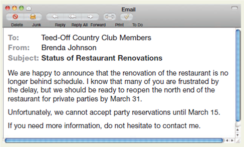 Use a you attitude and positive language. Rewrite this email from a facilities manager to country club members. How can you stress the you attitude and focus on good news without misleading members?