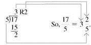 Explain in a sentence or two how to change an improper fraction to a mixed number. (See Objective.) Convert improper fractions to mixed numbers. Use the steps shown here to convert an improper fraction to a mixed number. Converting an improper fraction to a mixed number Step 1 Divide the numerator of the fraction by the denominator. Step 2 The quotient is the whole-number part of the mixed number. Step 3 The remainder is the numerator of the fraction. Step 4 Keep the same denominator in the fraction part of the mixed number. For example, to convert to a mixed number, first divide 17 by 5. The quotient is the whole-number part and the remainder is the numerator of the fraction. Keep the same denominator.