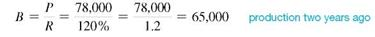 Solve the following application problem. Read problem carefully to decide which are increase or decrease problem, and work accordingly. (See Examples.)  Using a Diagram to Understand an Increase Problem  The value of a home sold by Tom Dugally this year is $203,500, which is 10, more than last year's value. Find the value of the home last year. SOLUTION  CASE IN POINT The phrase 10% more than last year's value, tells us that last year's value is the base and that it is the unknown. The figure below shows last year's value as 100% and this year's value which is: (the base + 10% more than last year's value) = 110% of the base     The diagram shows that the 10, increase is based on last year's value which is not known. It is not based on this year's value of $203,500. This year's value is last year's value plus 10, of last year's value. Use the basic percent formula to solve for base in increase problems.     Substituting in the percent formula with part = $203,500 and rate = 110, results in the following.     Quick TIP  The common error in solving an increase problem is thinking that the base is given and that the solution can be found by solving for part. Solving for B results in the following equation, which is solved for B.     So the value of the house last year was $185,000. Now check the answer.     $203,500 is 110, of $185,000. Finding Base after Two Increases      Due to increased demand for a patented process that will help analyze the DNA of mice, Biotics Genome has increased production of testing kits by 20, per year for each of the two past years. This year's production is 93,600 kits. Find the number of kits produced two years ago. SOLUTION  The two 20, increases cannot be added together since the two increases act on different bases. Solve this problem in two steps, one for each of the 20, increases. First, use a diagram to find last year's production of DNA kits.     Last year's production plus 20% of last year's production equals this year's production. So, part ( P ) = 93,600 and rate ( R ) = 120%     The number of DNA testing kits produced last year was 78,000. Use this number and knowledge that the sales volume increased 20, from 2 years ago to last year to find production 2 years ago. Quick TIP  It is important to realize that the two 20, increases cannot be added together to equal one increase of 40,. Each 20, increase is calculated on a different base.     Production two years ago added to 20, of that production equals last year's production. So, part ( P ) = 78,000 and rate ( R ) = 120% once again.     The calculator solution to this example is done by dividing in a series.     Check the answer.     Using a Diagram to Understand a Decrease Problem  After Nike deducted 10, from the price of a pair of competition running shoes, Katie Small paid $135. What was the original price of the shoes? SOLUTION  The phrase deducted 10, from the price indicates it is a decrease problem. The original price is the unknown.     Quick TIP  The common error made in decrease problems is thinking that the reduced price is the base. The original price is actually the base. Ten percent was deducted from the original price. The resulting price paid of $135 is 90, of the original price. So, part ( P ) = $135 and rate ( R ) = 90%     Check the answer.     CONE ZONE DEATHS This year there were 1181 deaths related to road construction zones in the United States. If this is an increase of 70% in the last five years, what was the number of deaths five years ago? Round to the nearest whole number. ________________   