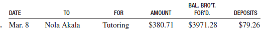MAINTAINING BANK RECORDS Use the following information to complete each check stub. (See Example 2.)