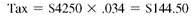 STATE WITHHOLDING TAX Use the state income tax rate given to find the state withholding tax for this employees. Round to the nearest cent. (See Example.) Finding the State Withholding Tax Hilda Worthington works as a nurse in Indiana and earns $4250 for the month. Find the tax rate for Indiana from the chart and calculate the state withholding tax. SOLUTION Indiana has a flat tax rate of 3.4%.