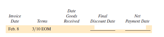 Find the discount date and net payment date for each of the following. (The net payment date is 20 days after the final discount date. See Examples 1, 3, and 5.)