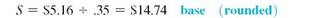Solve for the missing numbers. Markup is based on selling price. Round dollar amounts to the nearest cent. (See Examples.) Solving for Markup on Selling Price To remain competitive, REI sells Body Glove Sunglasses for only $39.99. They pay $35 for each pair and calculate markup on selling price. Find the amount of markup, the percent of markup on selling price, and the percent of cost on selling price. SOLUTION Set up the problem. Solve for either of the rates and subtract the result from 100, to find the other. For example, here we solve for the markup rate using the basic percent formula. Cost as a percent of selling price can be found either by subtracting 100, - 12.5,, or by dividing the cost of $35 by the selling price of $39.99. Notice that percents are rounded to the nearest tenth of a percent. Here, selling price is the base and is associated with 100,. The markup in this example is very low-REI will probably take a loss on these sunglasses, but managers hope the low price will bring customers into the store. Finding Cost When Selling Price Is Base A Kmart ® employee needs a 35, markup on selling price in order to have a markup of $5.16 on a pair of PRO CLASSIC Batting Gloves. How much can Kmart afford to pay for each pair of gloves? SOLUTION Cost as a percent of selling price is found by subtracting 35% from 100, to find 65%. Find the selling price as follows. Divide both sides by.35 to find the selling price. Finally, find cost by subtracting. The final table is shown here. Finding Markup When Selling Price Is Given Marilyn Westby must calculate the markup on a Wilson youth tennis racket. The selling price of the tennis racket is $15.99, and the markup is 20, of selling price. Find the markup. SOLUTION Cost as a percent of selling price is found by subtracting 20, from 100, to find 80,. Solve for the missing values using P = R × B : The markup is $3.20. Finding Markup When Cost Is Given Find the markup on a dartboard made in England if the cost is $27.45 and the markup is 25, of selling price. SOLUTION Subtract 25% from 100% to find that cost is 75% of selling price. First, solve for selling price. Finally: Here is the completed table.