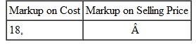 Find the equivalent markups on either cost or selling price using the appropriate formula. Round to the nearest tenth of a percent. (See Examples.) Converting Markup on Cost to Markup on Selling Price Convert a markup of 25, on cost to its equivalent markup on selling price. SOLUTION Use the formula for converting markup percent on cost to markup percent on selling price. Converting Markup on Selling Price to Markup on Cost Convert a markup of 20% on selling price to its equivalent markup on cost. SOLUTION Use the formula for converting markup percent on selling price to markup percent on cost. A markup of 20% on selling price is equivalent to a markup of 25% on cost.