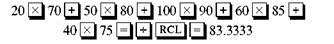 Find the inventory values using (a) the weighted-average method, (b) the FIFO method, and (c) the LIFO method for each of the following. Round to the nearest cent if necessary. (See Examples.) Using Weighted Average (Average Cost) Inventory Valuation Suppose REI made the following purchases of the Explorer internal frame backpack during the year. At the end of the year, there are 75 backpacks in inventory. Use the weighted-average method to find the inventory value. Solution Find the total cost of all the backpacks. Find the average cost per backpack by dividing this total cost by the number purchased. Since the average cost is $83.33 and 75 backpacks remain in inventory, the weighted-average method gives the inventory value of the remaining backpacks as $83.33 × 75 = $6249.75. The calculator solution to this example has several steps. First, find the total number of backpacks purchased and place the total in memory. Next, find the total cost of all the backpacks purchased and divide by the number stored in memory. This gives the average cost per backpack. Finally, round the average cost to the nearest cent and multiply by the number of backpacks in inventory to get the weighted average inventory value. Using FIFO to Determine Inventory Valuation Use the FIFO method to find the inventory value of the 75 backpacks from REI in Example. Solution CASE IN POINT With the FIFO method, the 75 remaining backpacks are assumed to consist of the 40 backpacks bought in October and 35 (75 ? 40 = 35) backpacks from the previous purchase in July. The value of the inventory is: The value of the backpack inventory is $5975 using the FIFO method. Using LIFO to Determine Inventory Valuation Use the LIFO method to value the 75 backpacks in inventory at REI in Example. Solution CASE IN POINT The calculation starts with the beginning inventory and moves through the year's purchases, resulting in 75 backpacks still in stock. The beginning inventory and January purchases come to 70 backpacks, so the cost of 5 more (75 ? 70 = 5) backpacks from the March purchase is needed. The value of the backpack inventory is $5850 using the LIFO method.