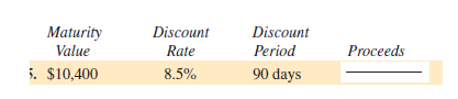 Find the proceeds to the nearest cent when each of the following is discounted. (Hint: The maturity value is given.)(See Examples 1 and 2.)