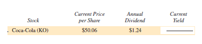 Find the current yield for each of the following stocks. Round to the nearest tenth of a percent. (See Example 3.)